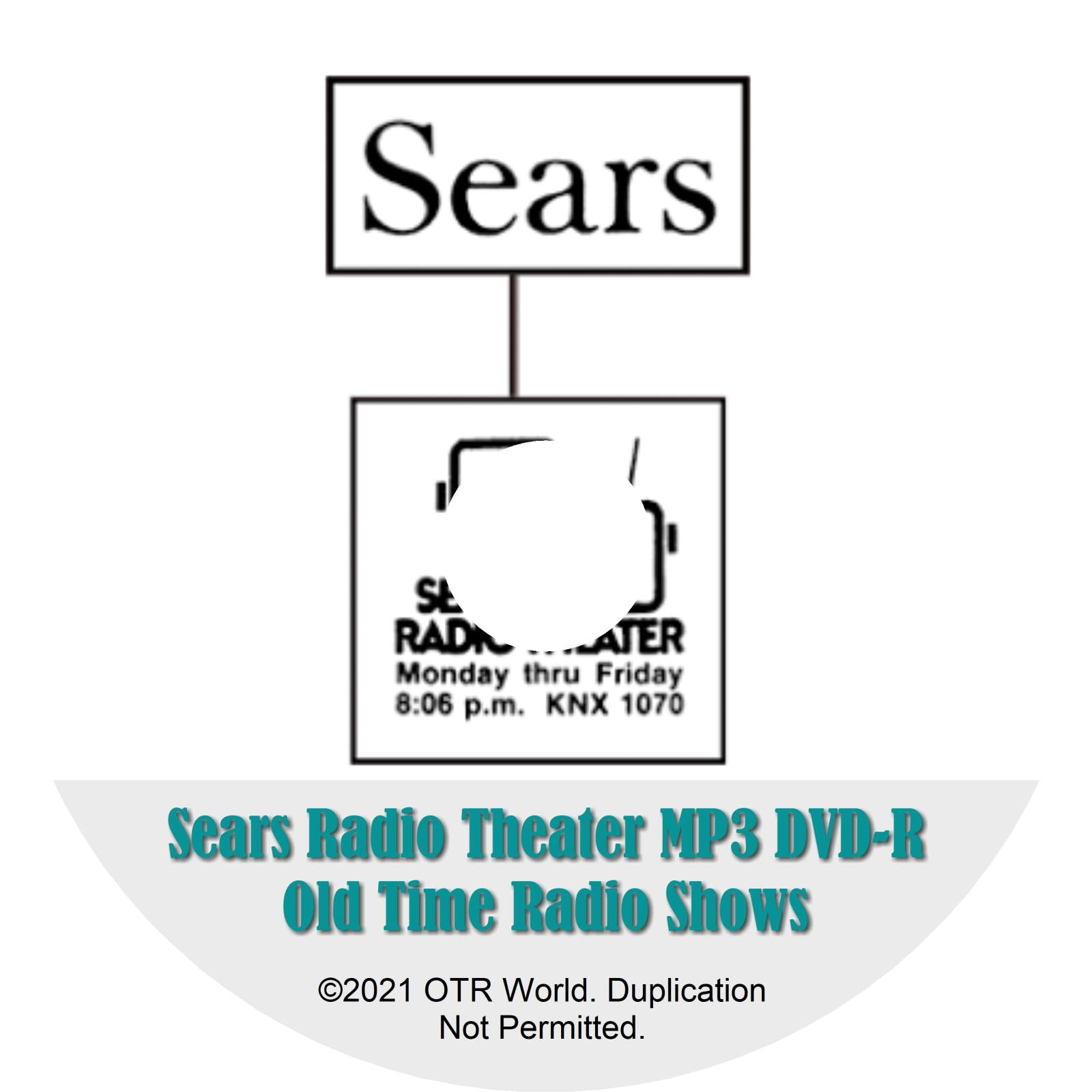 Sears Radio Theater OTRS OTR Old Time Radio Shows MP3 On DVD-R 129 Episodes