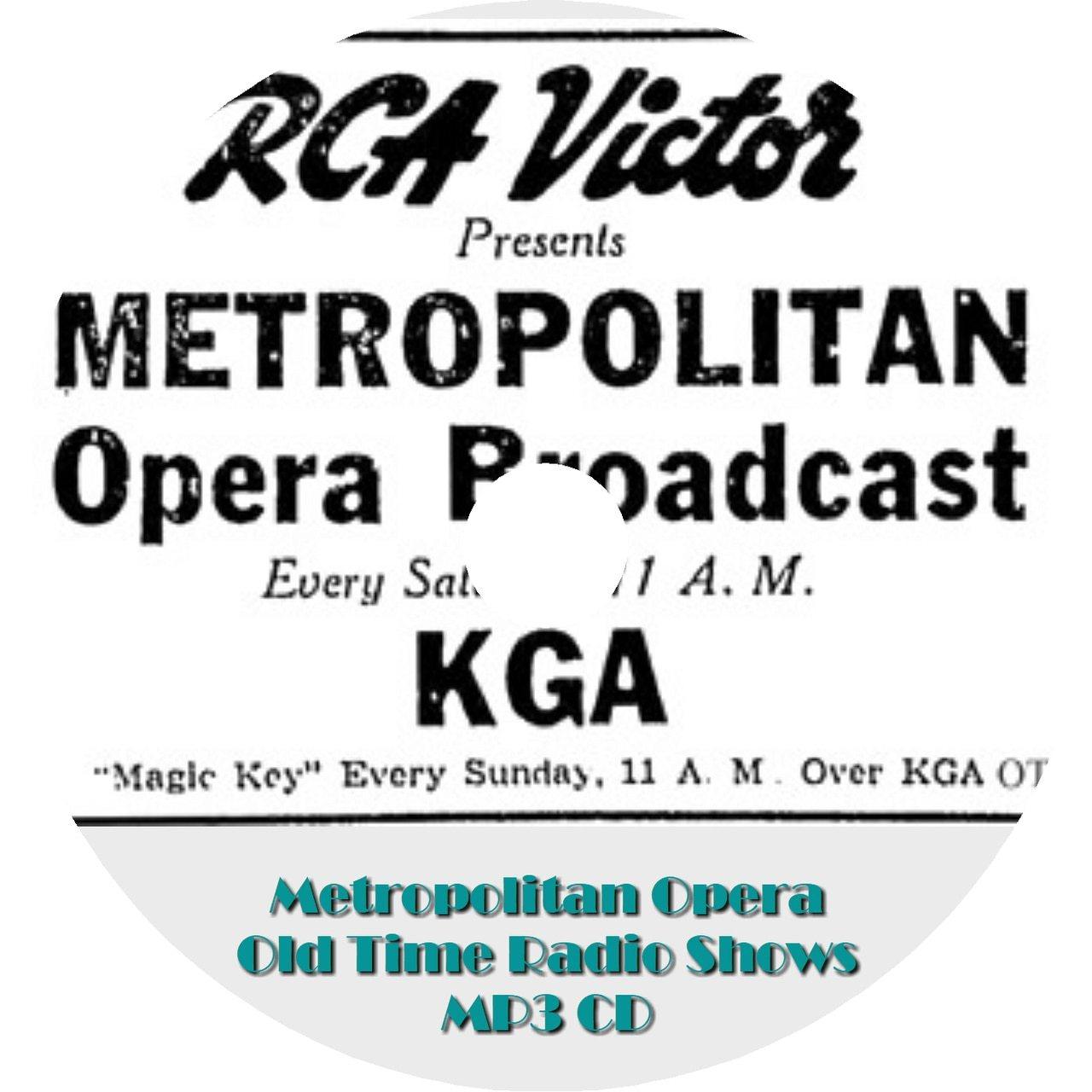 Metropolitan Opera Old Time Radio Shows 2 Episodes On MP3 CD - OTR World